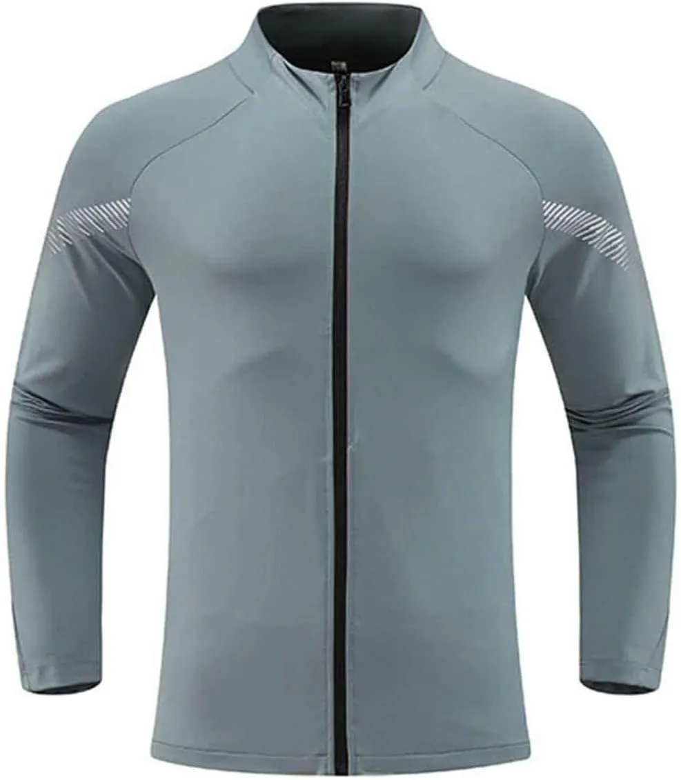 Mens Zip Up Sports Shirts Slim Fit Long Sleeve Quick Dry Elastic Shirts for Men Running Gym Athletic Outwear