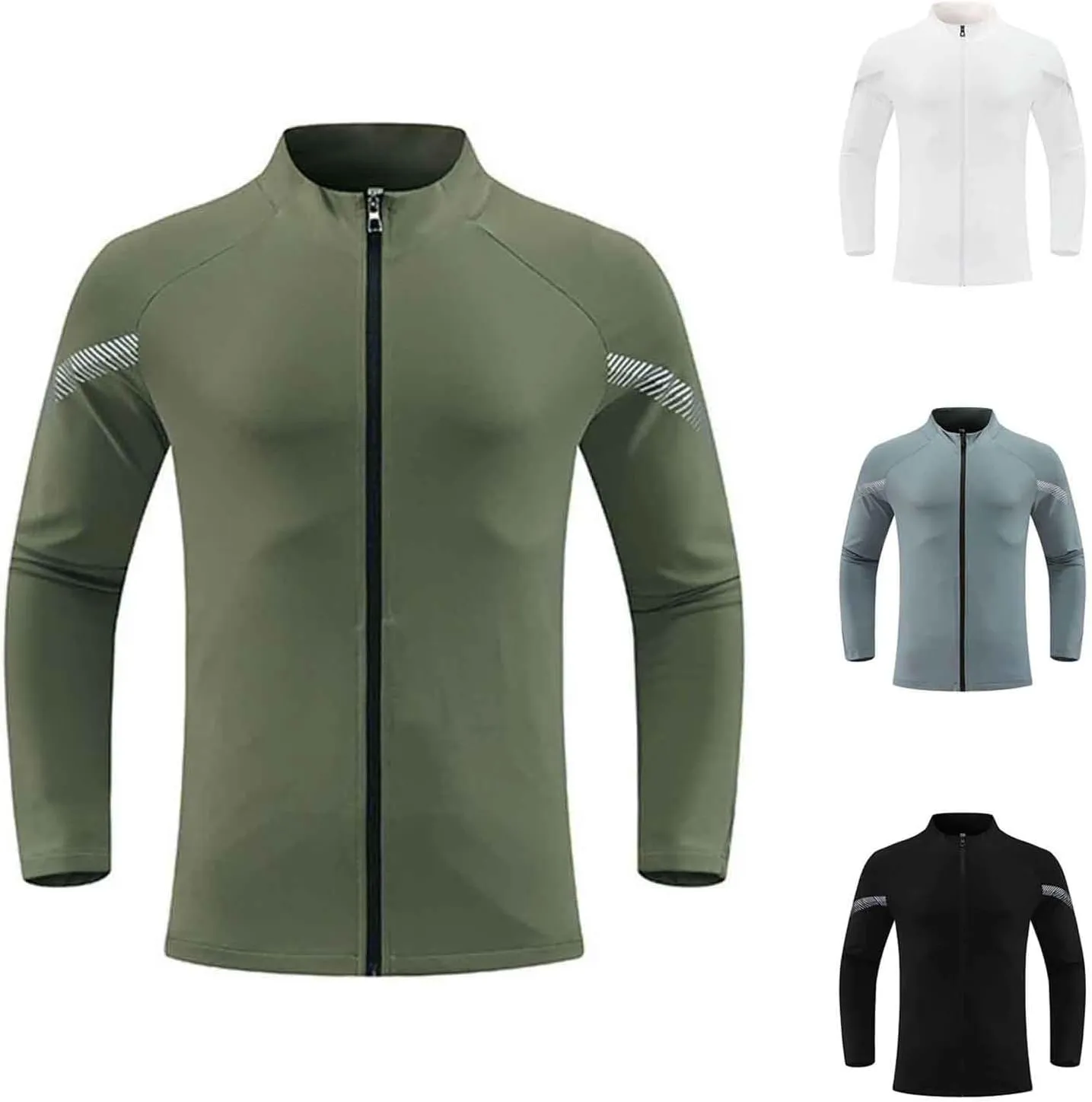 Mens Zip Up Sports Shirts Slim Fit Long Sleeve Quick Dry Elastic Shirts for Men Running Gym Athletic Outwear