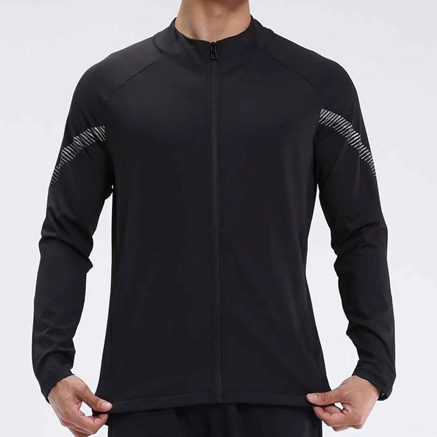 Mens Zip Up Sports Shirts Slim Fit Long Sleeve Quick Dry Elastic Shirts for Men Running Gym Athletic Outwear