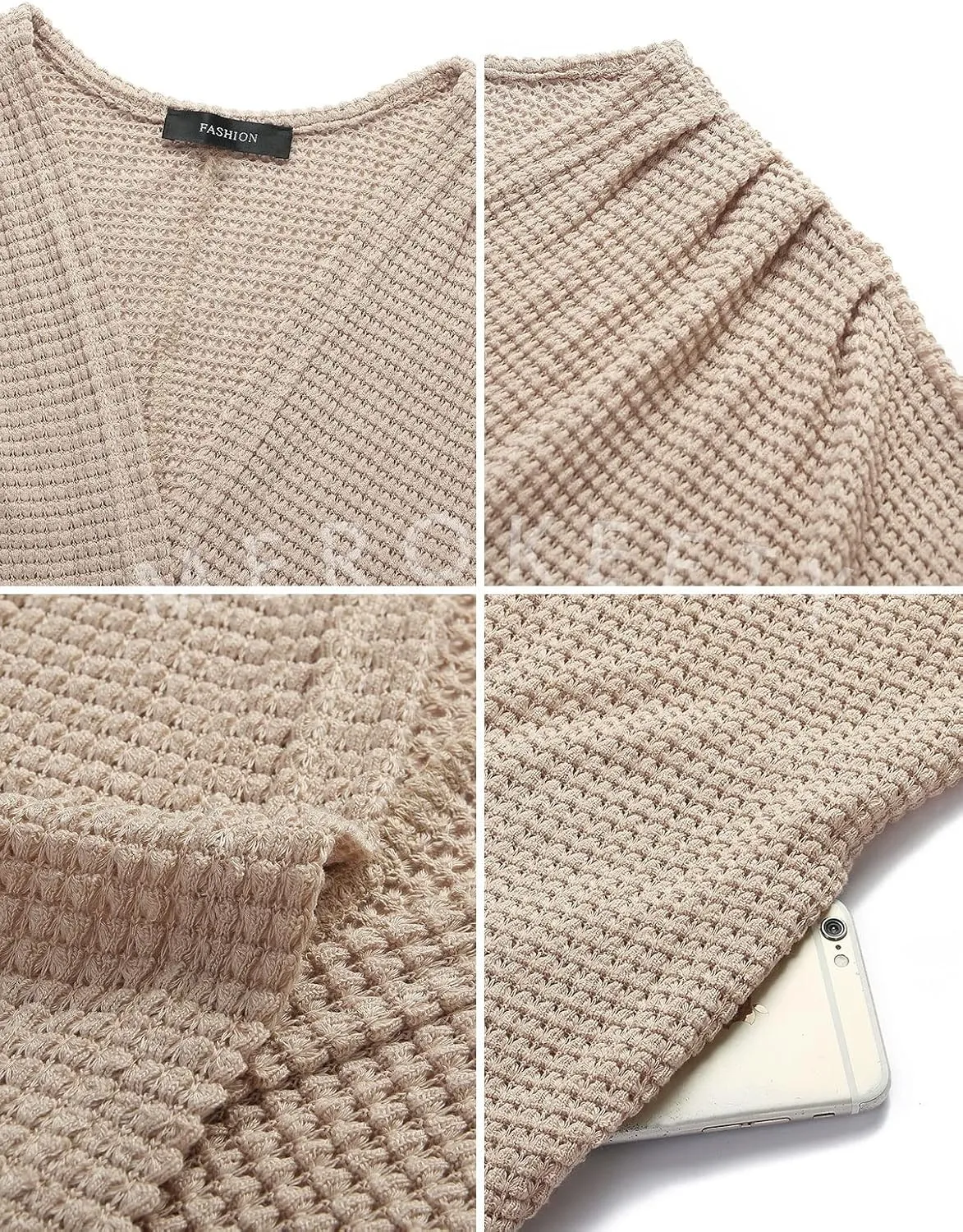 MEROKEETY Women's 2025 Fall Waffle Knit Batwing Long Sleeve Cardigan Loose Open Front Sweater Coat