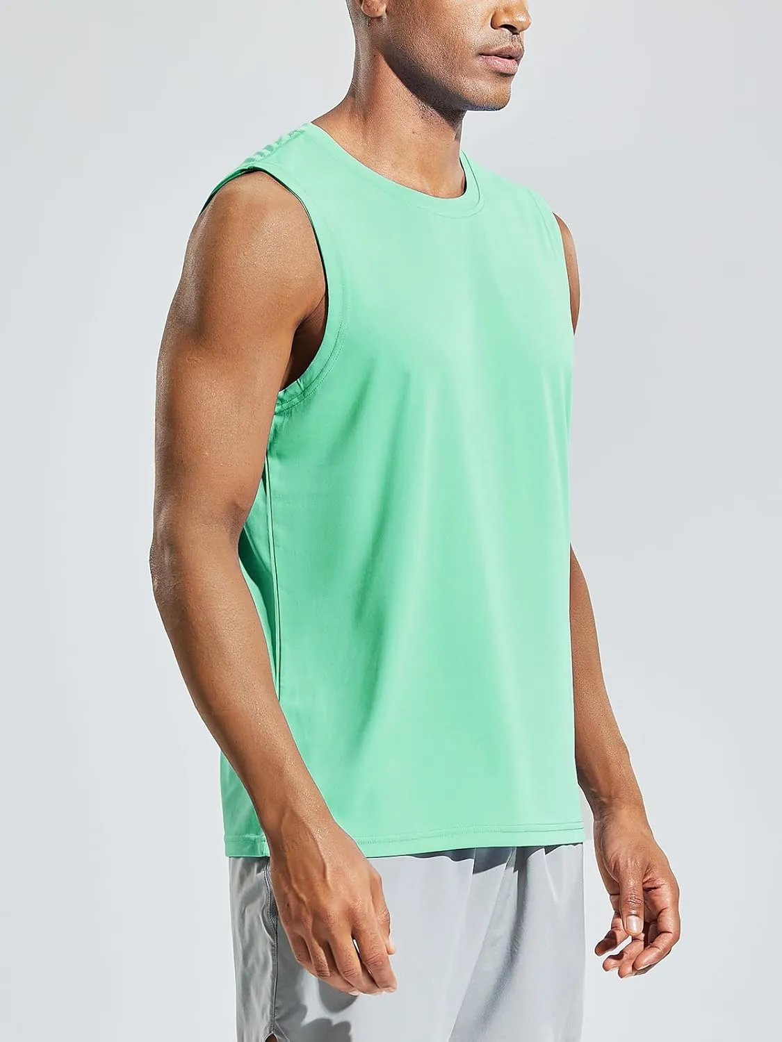 MIER Men's Workout Tank Tops UPF 50  Swim Shirts Quick Dry Running Sleeveless UV Protection Muscle Tees