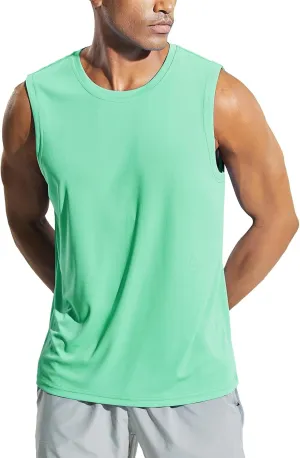 MIER Men's Workout Tank Tops UPF 50  Swim Shirts Quick Dry Running Sleeveless UV Protection Muscle Tees