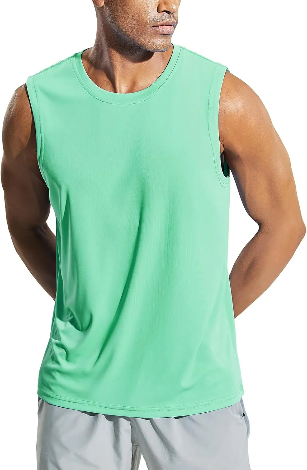 MIER Men's Workout Tank Tops UPF 50  Swim Shirts Quick Dry Running Sleeveless UV Protection Muscle Tees
