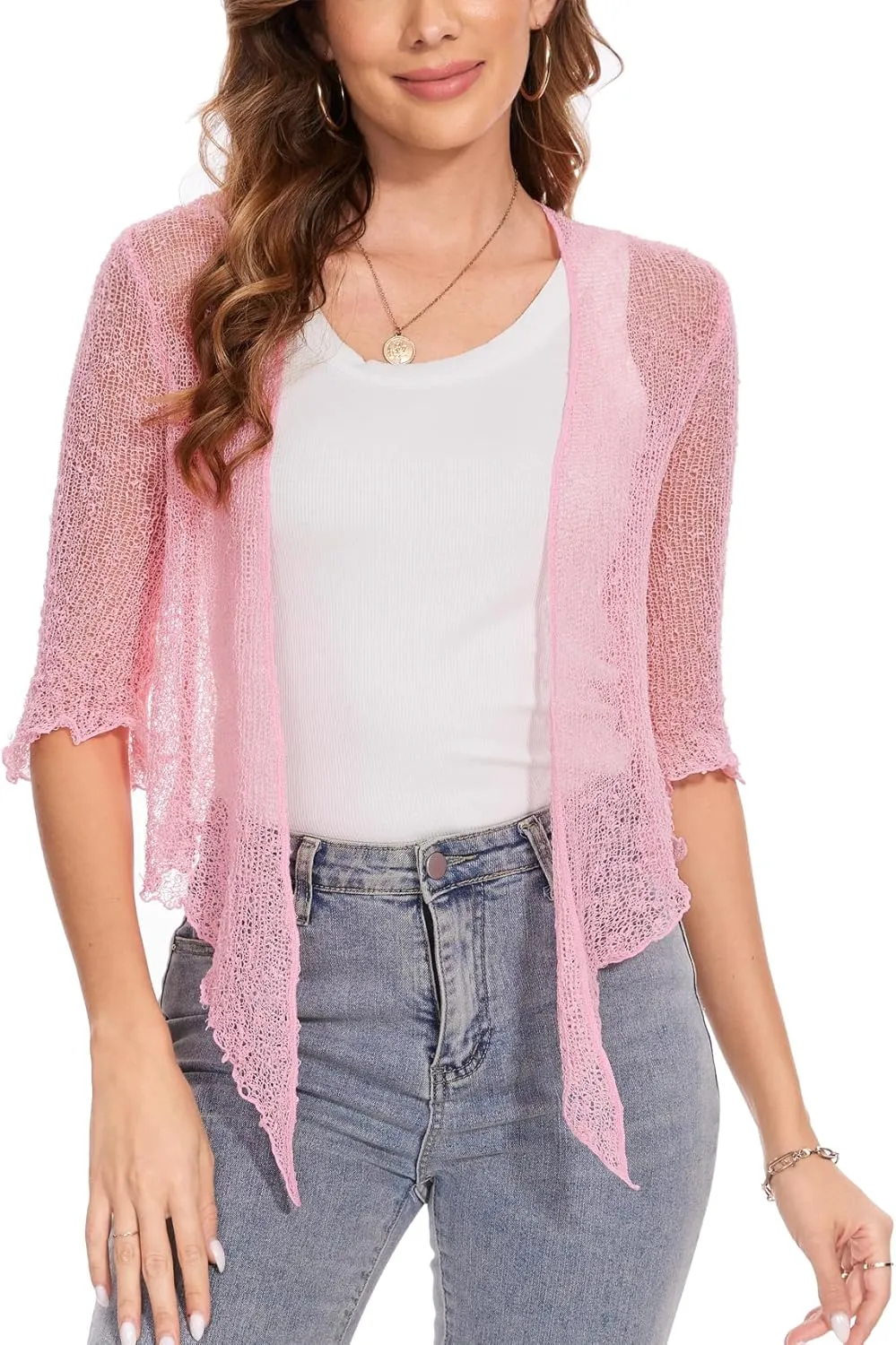 MISS MOLY Women Sheer Shrug Cardigan, Bolero Shrug Sweaters for Dresses, Tie Front Lightweight Crop Knit, Short Cover Up Tops