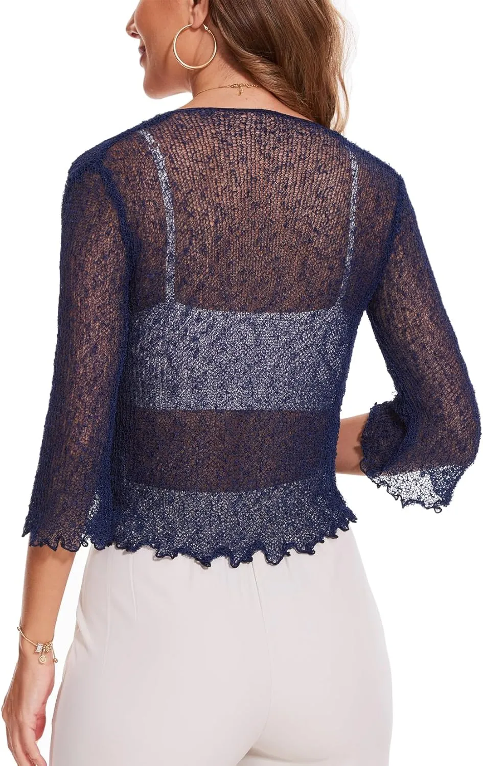 MISS MOLY Women Sheer Shrug Cardigan, Bolero Shrug Sweaters for Dresses, Tie Front Lightweight Crop Knit, Short Cover Up Tops