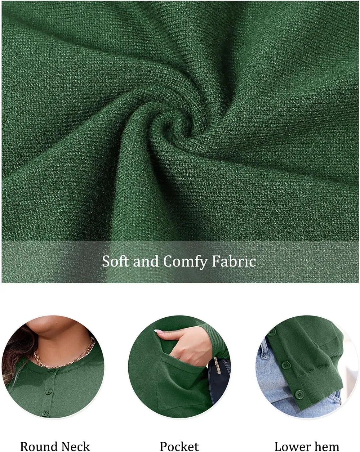 MK Shop Limited Womens Plus Size Cardigans Lightweight Button Sweaters Two Pockets Long Sleeve Knit Open Front Outwear