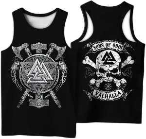 Nordic Vintage Quick Dry Tank Tops Viking Odin Valknut Tattoo 3D Print Sleeveless Tees Casual Vest Streetwear,Valknut 2,3XL