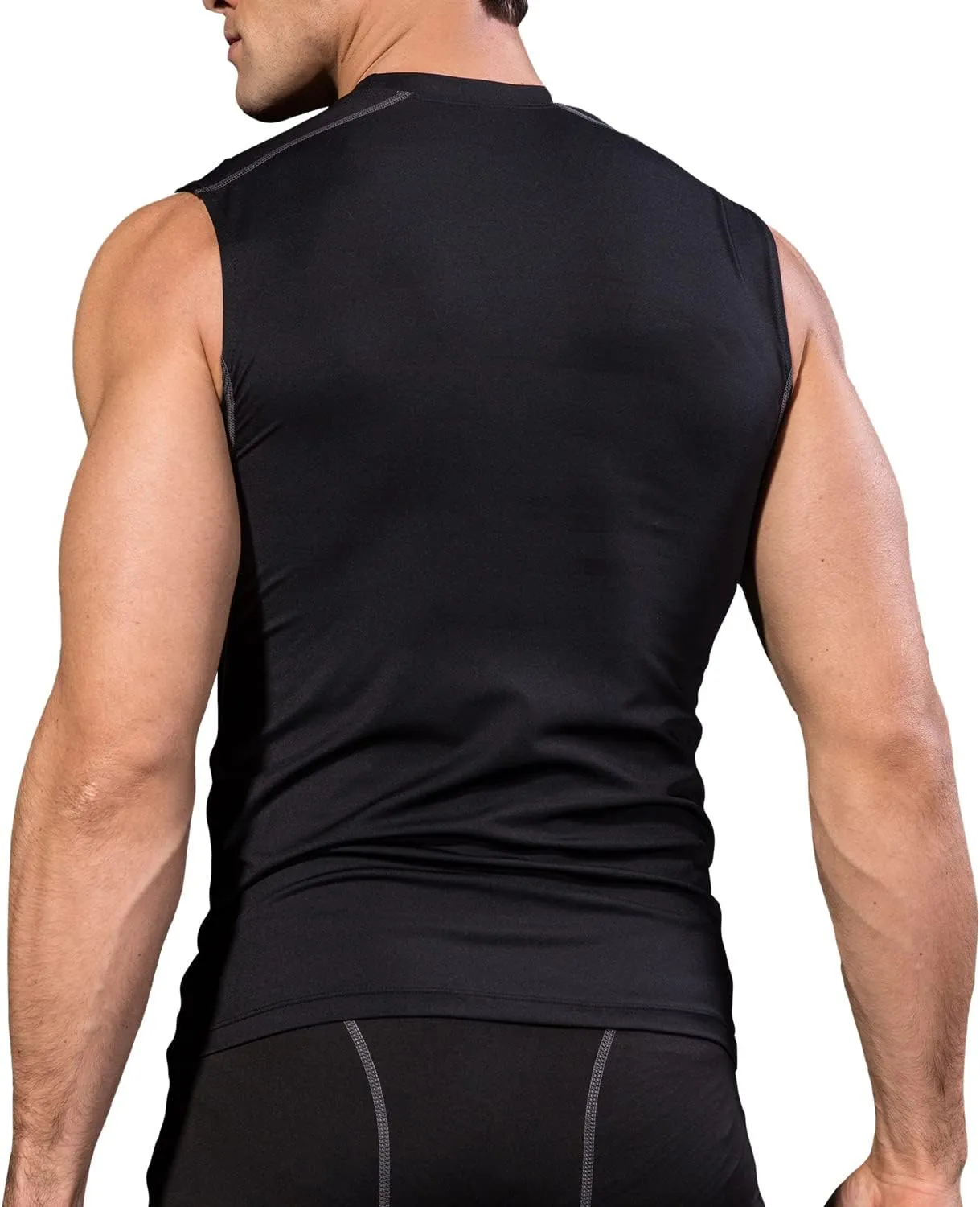 Odoland 5 Pack Men's Compression Sleeveless Shirts, Dry Fit Athletic Base Layer Tank Top, Sports Running Gym Workout Shirts