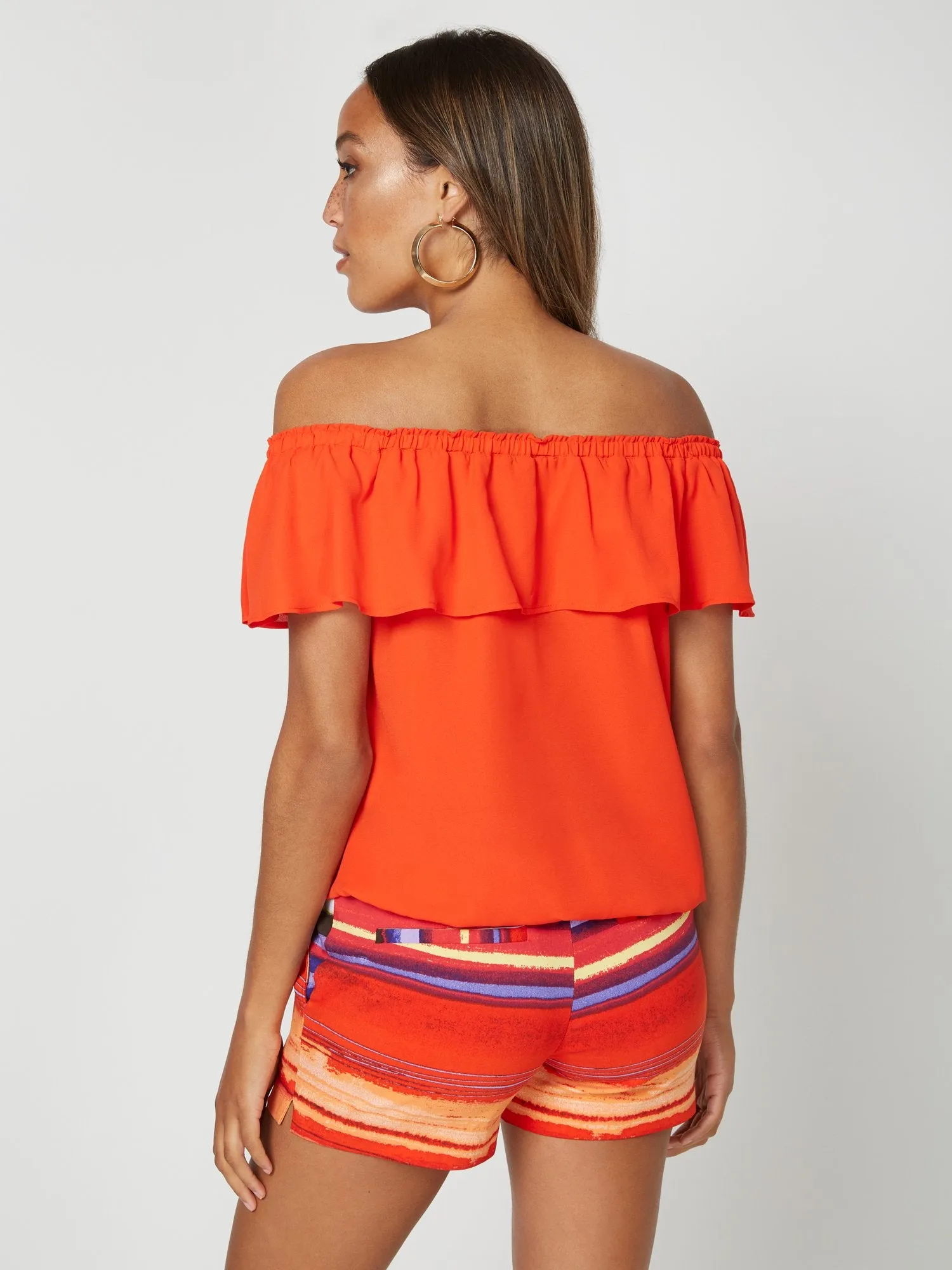 Off-The-Shoulder Flower-Pin Top