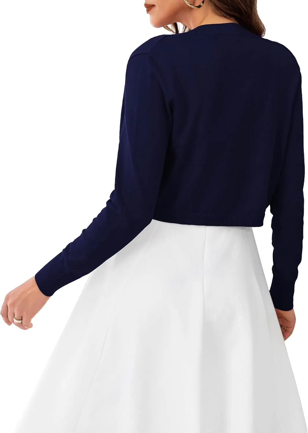 OmicGot Women's Long Sleeve Cropped Cardigan Sweaters Open Front Bolero Shrug for Dresses S-XL