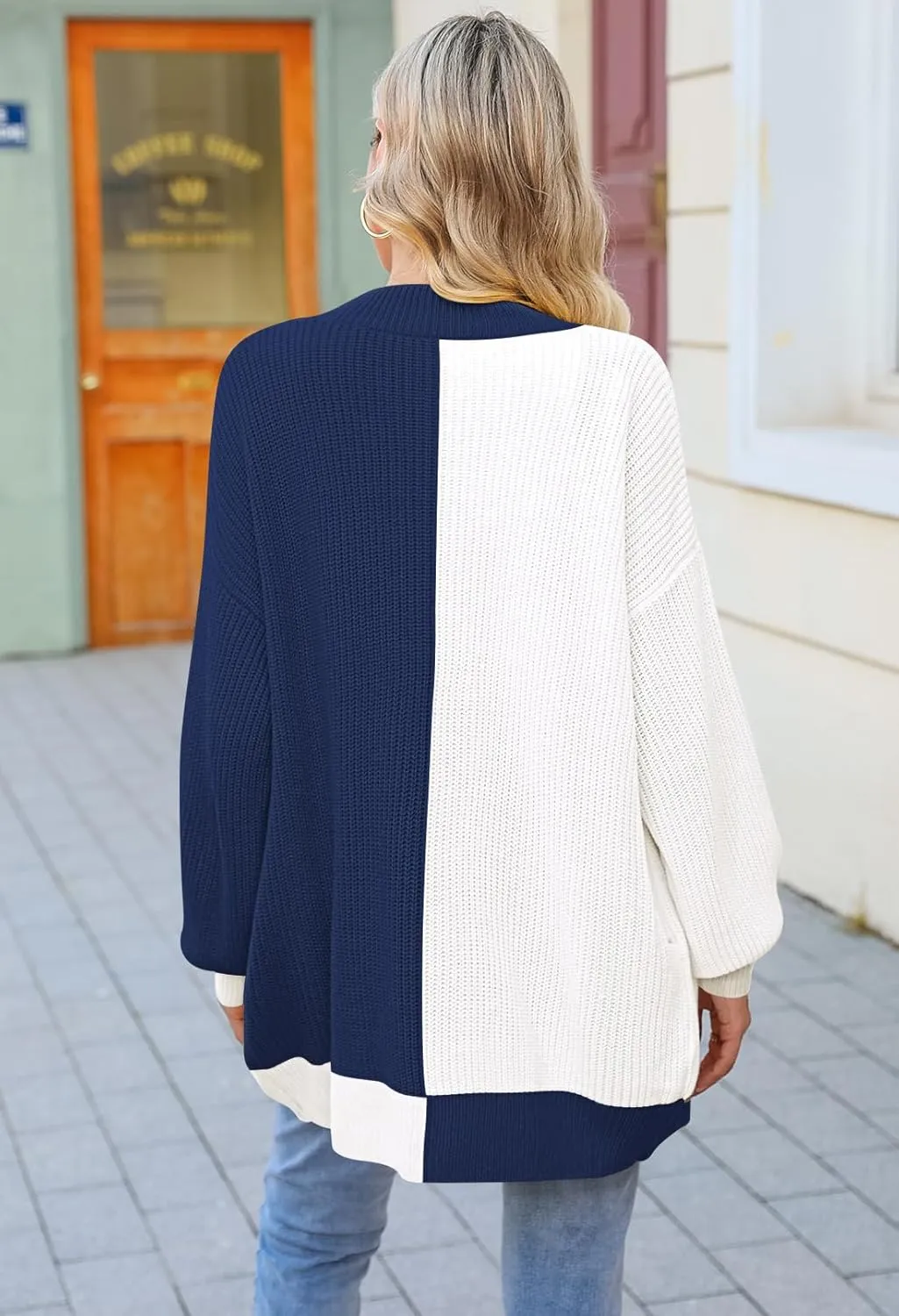 Pink Queen 2024 Fall Long Cardigans for Women Batwing Sleeve Open Front Ribbed Knit Oversized Cardigan Sweaters with Pockets