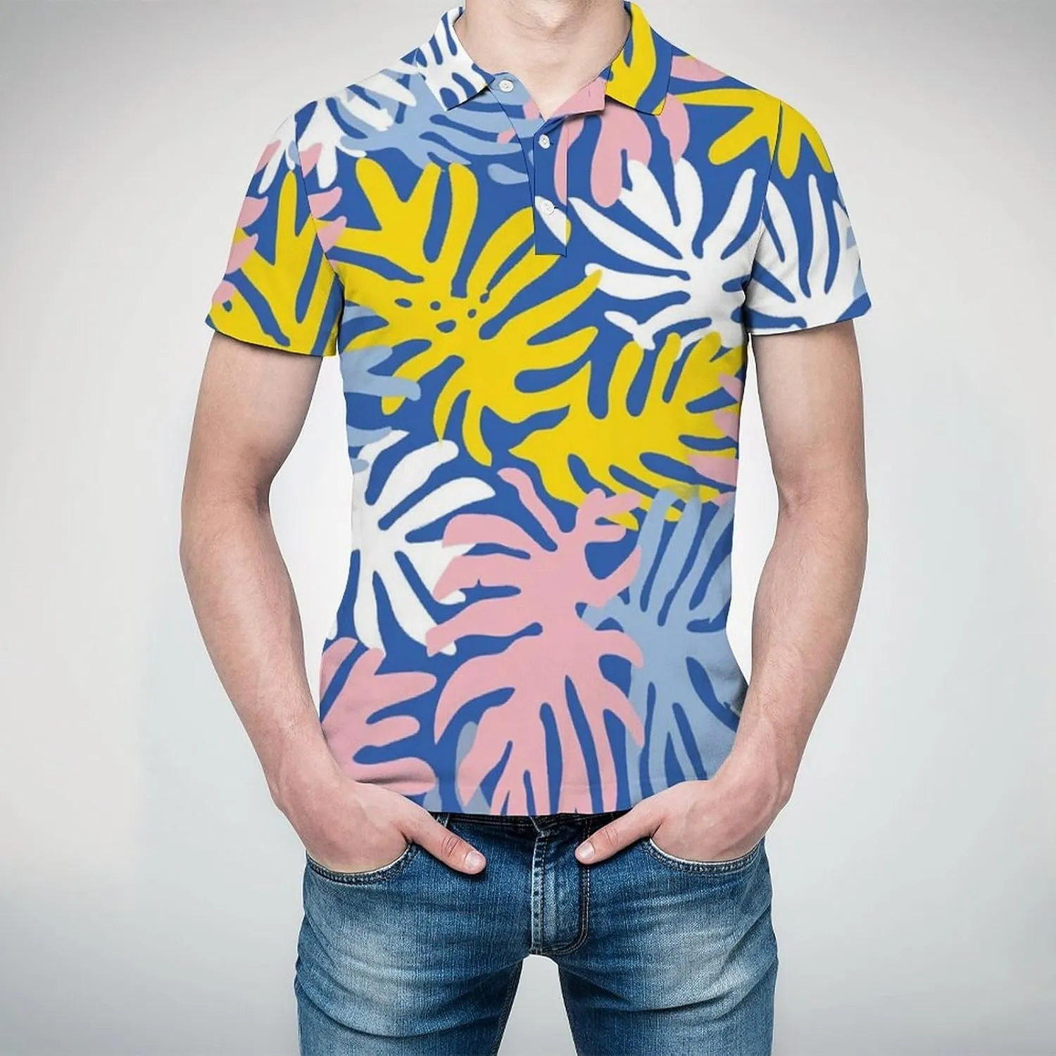 Polo Shirts for Men Dry Fit Hawaiian Graphics Golf Shirts Quick Dry Fun Tennis Short Sleeve Tees