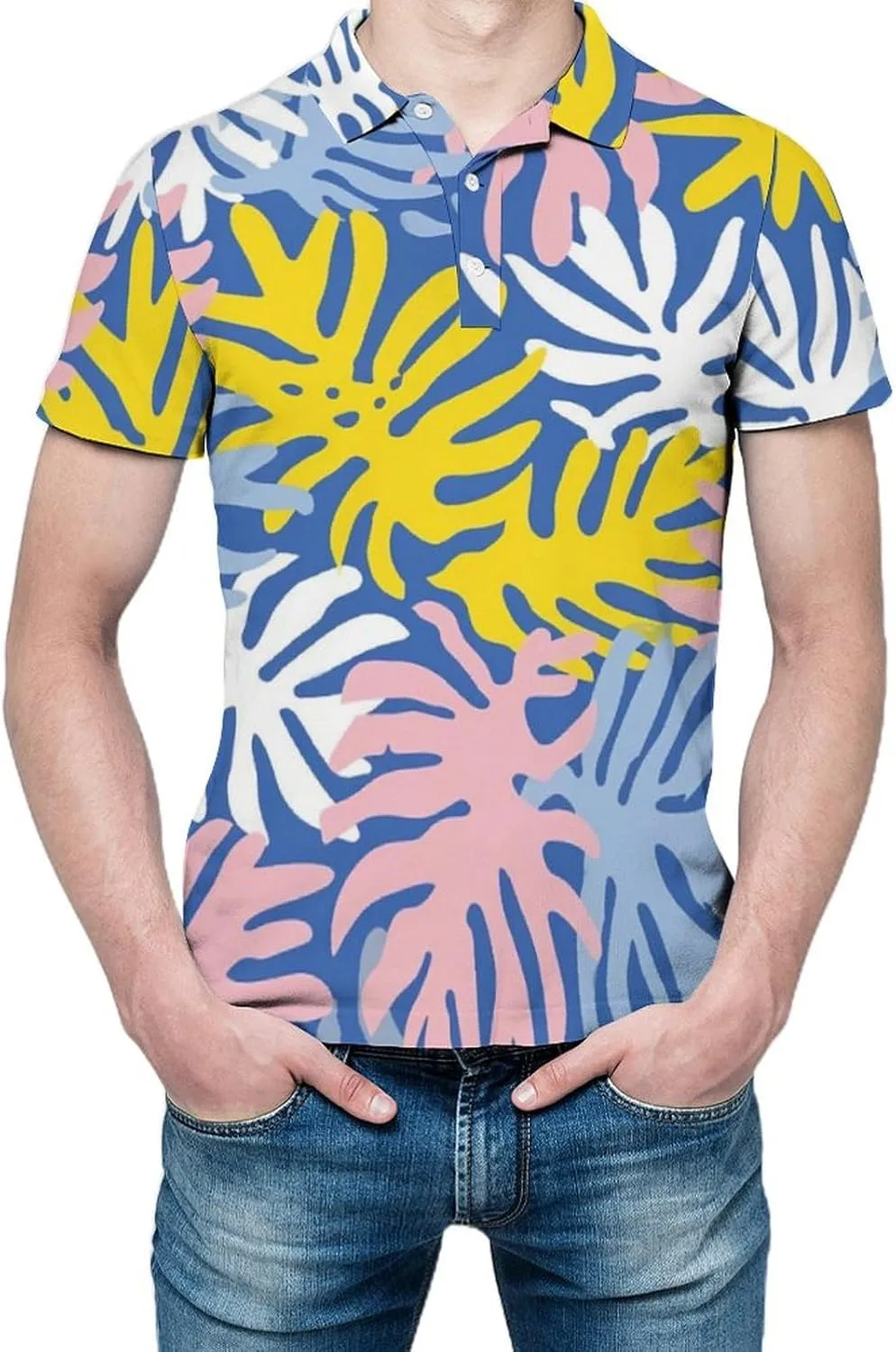 Polo Shirts for Men Dry Fit Hawaiian Graphics Golf Shirts Quick Dry Fun Tennis Short Sleeve Tees