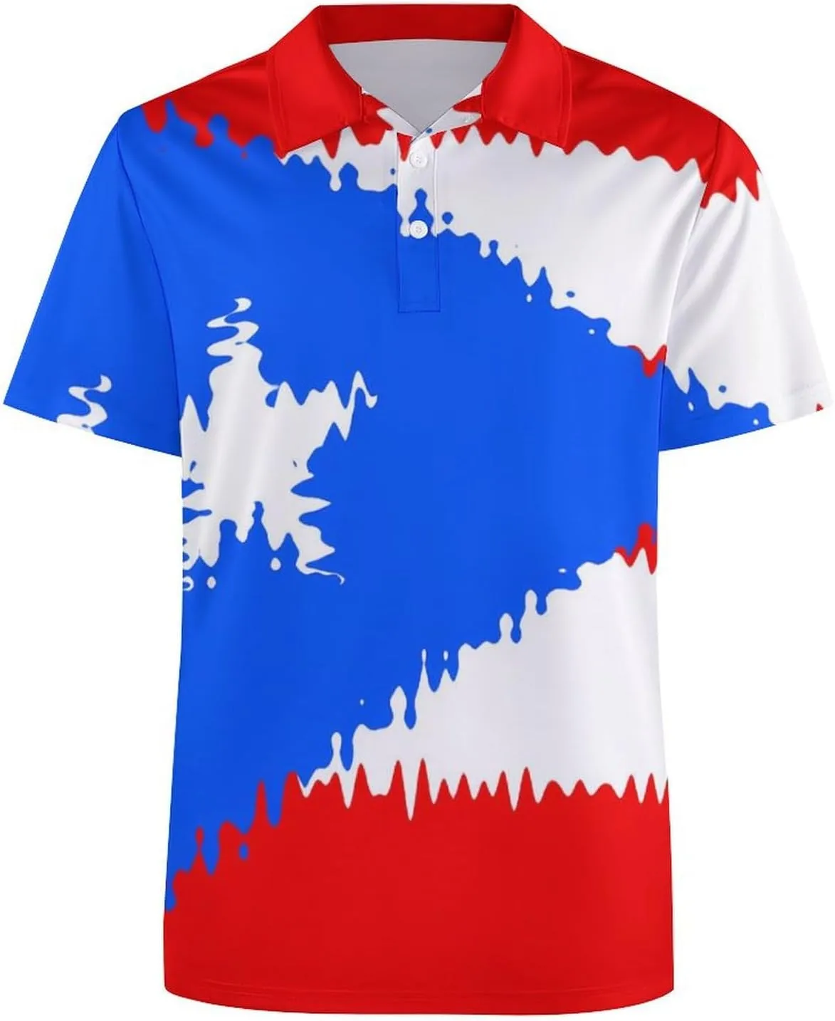 PR State Flag Ripple Effect Mens Polo Shirts Quick Dry Short Sleeve T-shirts Slim Tennis Collared Tees Tops