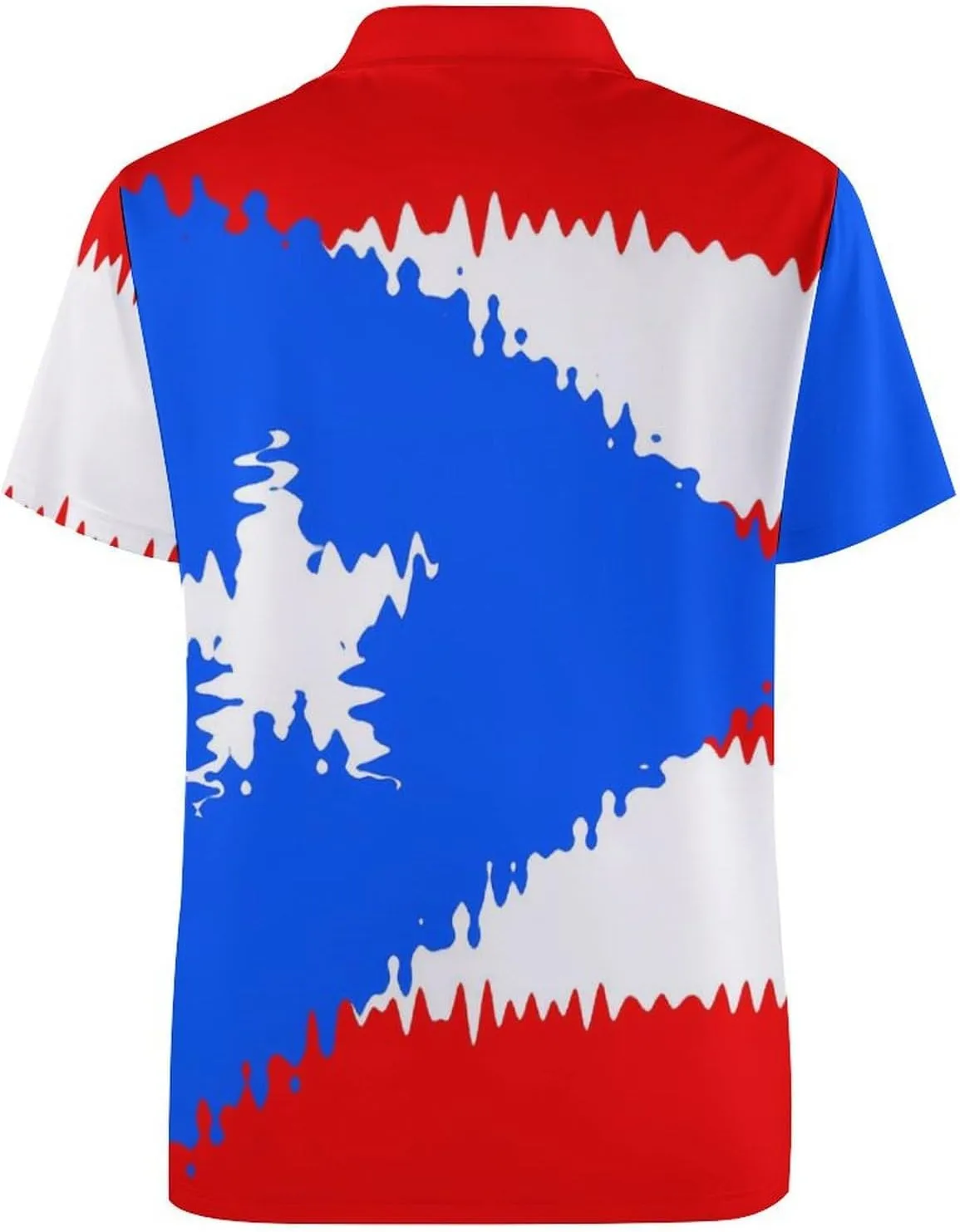 PR State Flag Ripple Effect Mens Polo Shirts Quick Dry Short Sleeve T-shirts Slim Tennis Collared Tees Tops