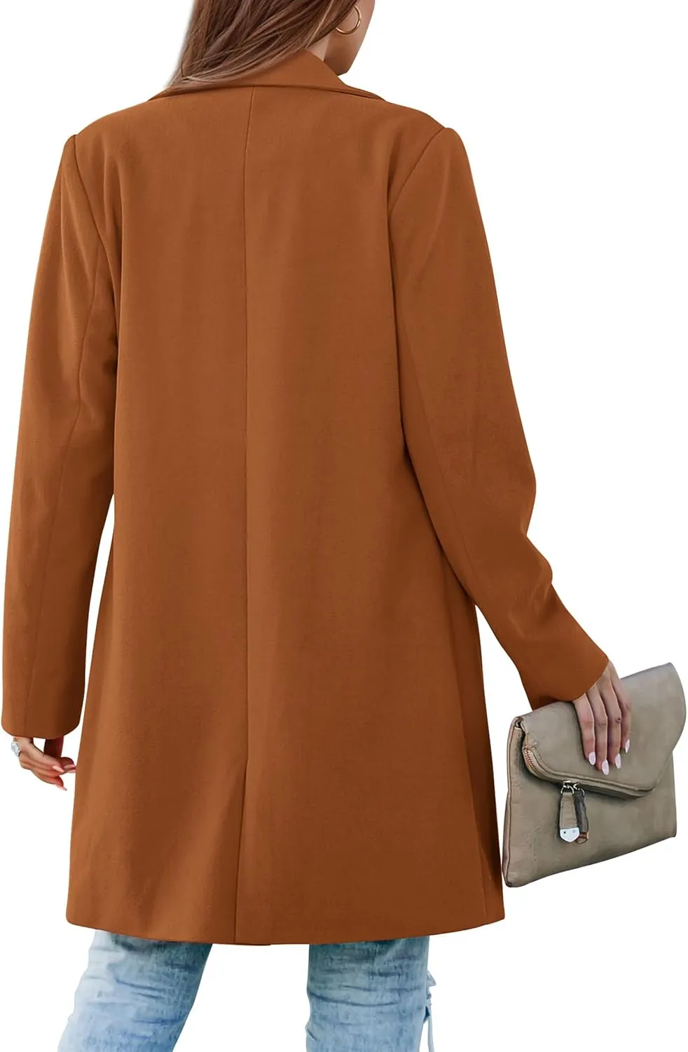PRETTYGARDEN Women's 2025 Spring Fall Long Blazer Jackets Long Sleeve Lapel Pockets Loose Fit Work Casual Blazers Outerwear