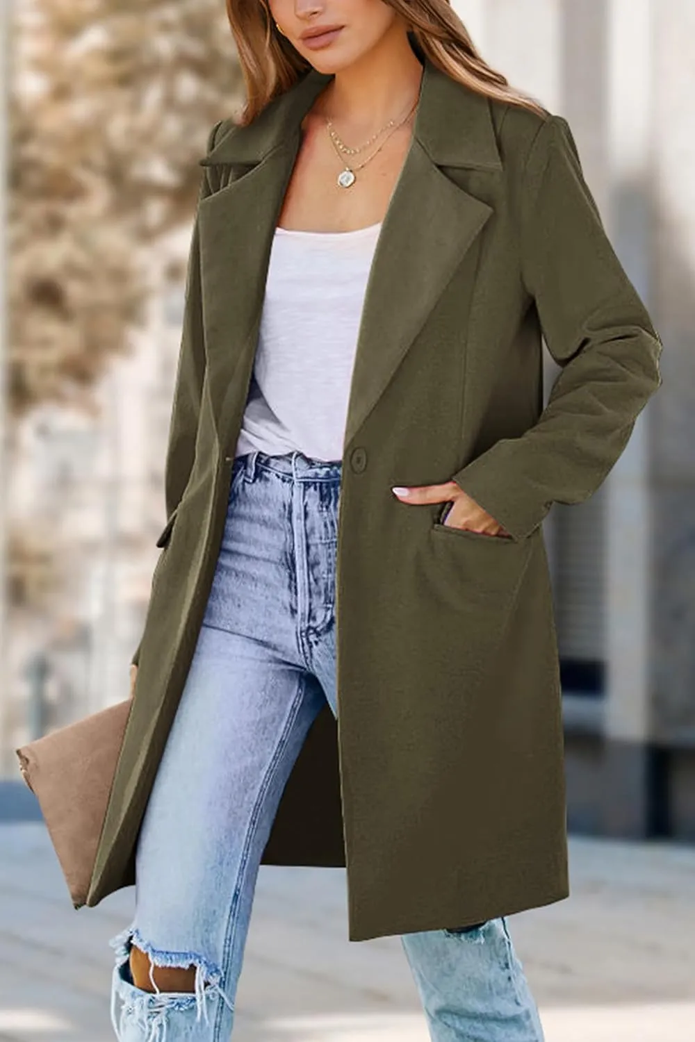 PRETTYGARDEN Women's 2025 Spring Fall Long Blazer Jackets Long Sleeve Lapel Pockets Loose Fit Work Casual Blazers Outerwear