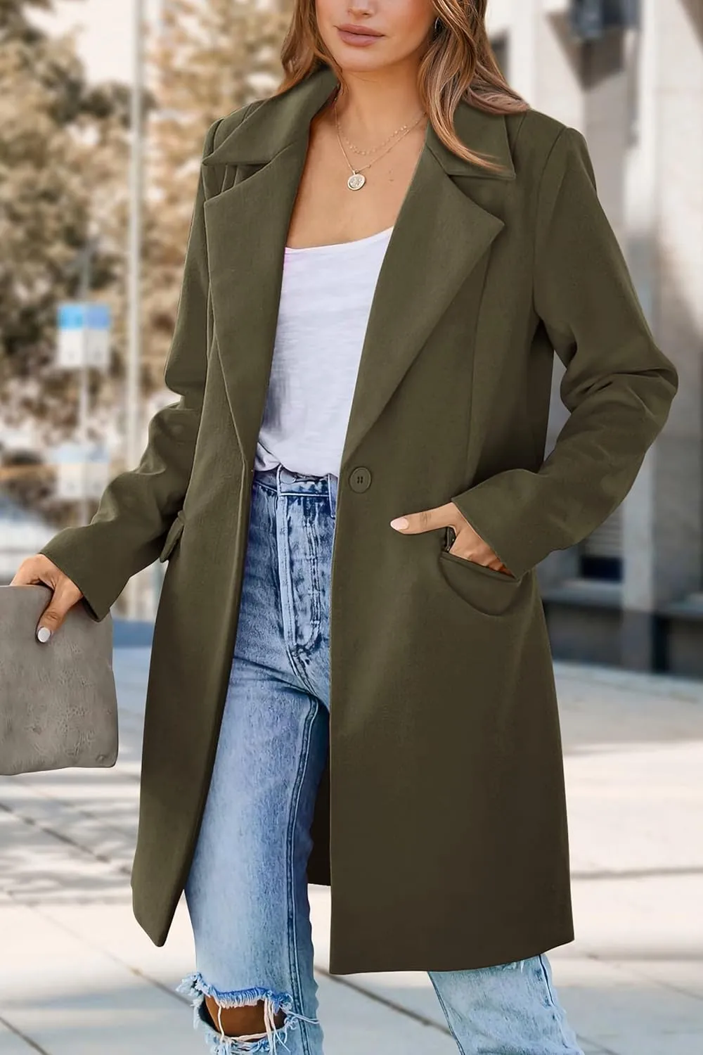 PRETTYGARDEN Women's 2025 Spring Fall Long Blazer Jackets Long Sleeve Lapel Pockets Loose Fit Work Casual Blazers Outerwear