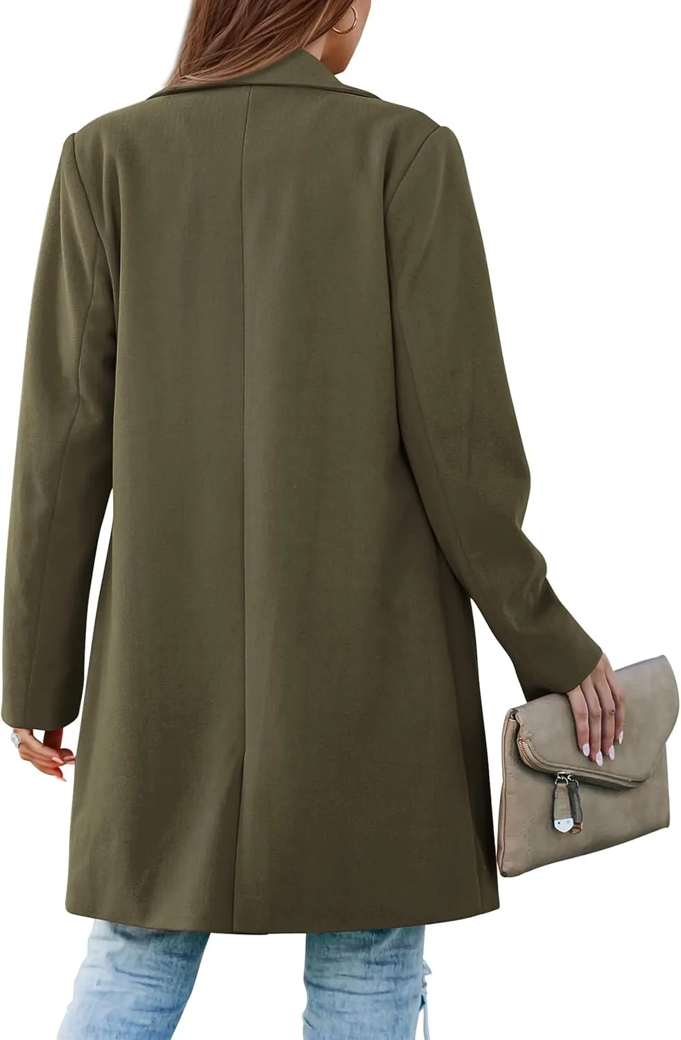 PRETTYGARDEN Women's 2025 Spring Fall Long Blazer Jackets Long Sleeve Lapel Pockets Loose Fit Work Casual Blazers Outerwear