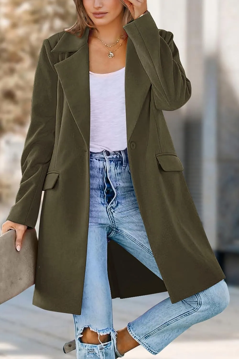 PRETTYGARDEN Women's 2025 Spring Fall Long Blazer Jackets Long Sleeve Lapel Pockets Loose Fit Work Casual Blazers Outerwear
