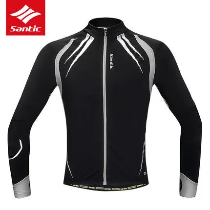 Santic Cycling Jersey Thermal Fleece Cycling Long Sleeve Bicycle Long Jerseys Cycle Biking Jackets Coats 2 Color