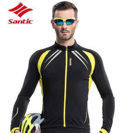 Santic Cycling Jersey Thermal Fleece Cycling Long Sleeve Bicycle Long Jerseys Cycle Biking Jackets Coats 2 Color