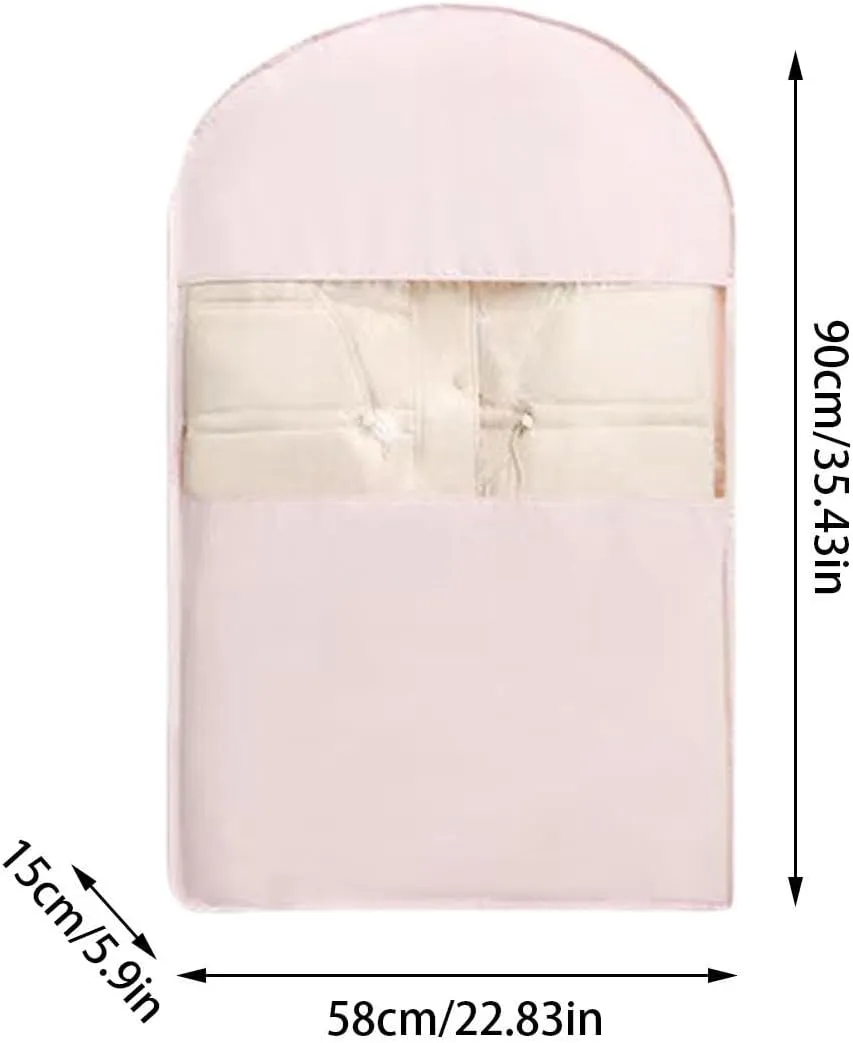 Space Saving Hanging Garment Bag, Space Saver Closet Organizers with Self Compression Zipper, Dust Cover Clothes Bags for Down Coat (A:35.4 * 22.83 * 5.9in, White)
