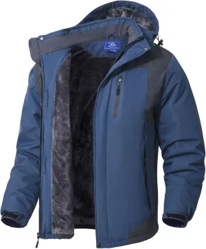 SPOSULEI Mens Skiing Jackets with Hoode Snowboarding Waterproof Fleece Liner Coats Windproof Winter Raincoat Multi Pockets