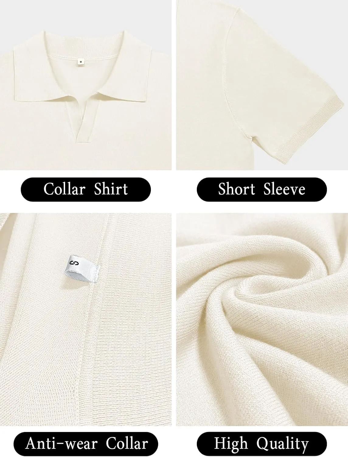 SuperPrity Mens Polo Shirts Short Sleeve V Neck Golf Shirts Casual Slim Fit Ribbed Collar T-Shirts