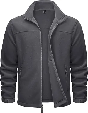 TACVASEN Men's Polar Fleece Jackets Lightweight Soft Winter Thermal Coats Outdoor Windproof Zip Up Jacket with Pockets
