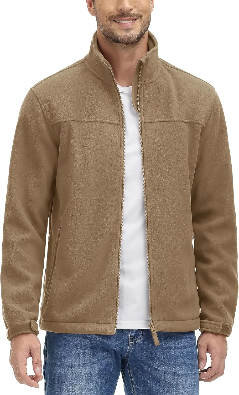 TACVASEN Men's Polar Fleece Jackets Lightweight Soft Winter Thermal Coats Outdoor Windproof Zip Up Jacket with Pockets