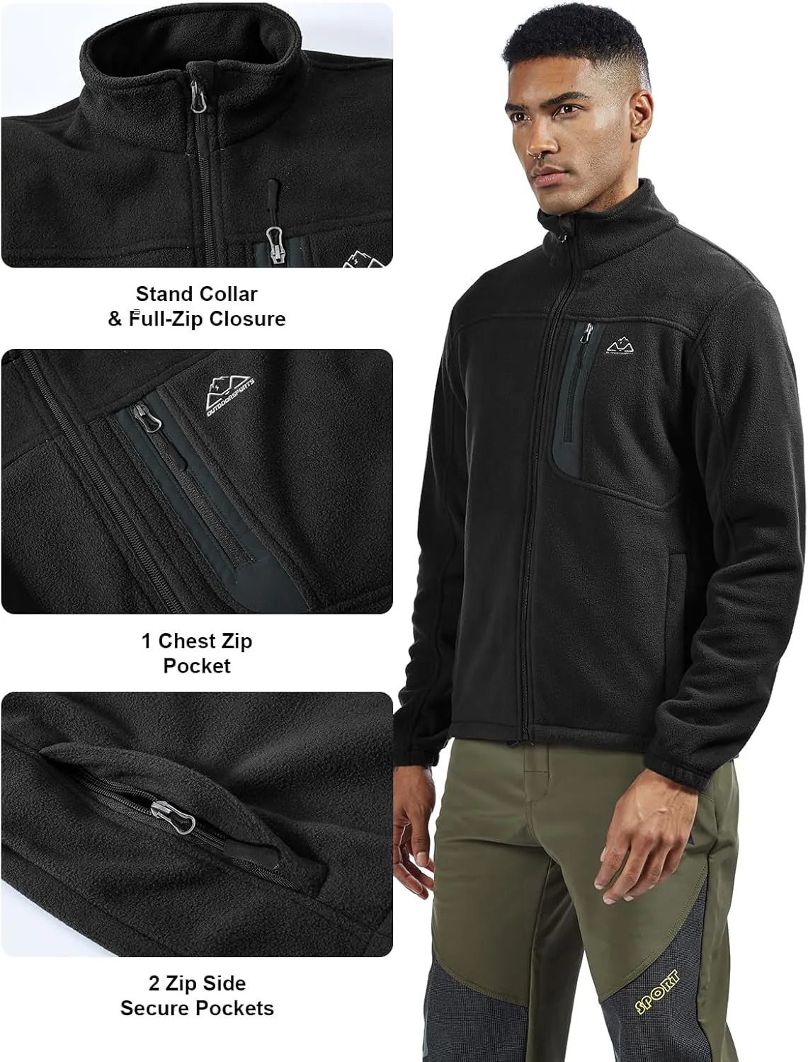TBMPOY Men's Fleece Jackets Lightweight Full-Zip Fall Jacket Warm Winter Coats Outdoor Hiking with Pockets
