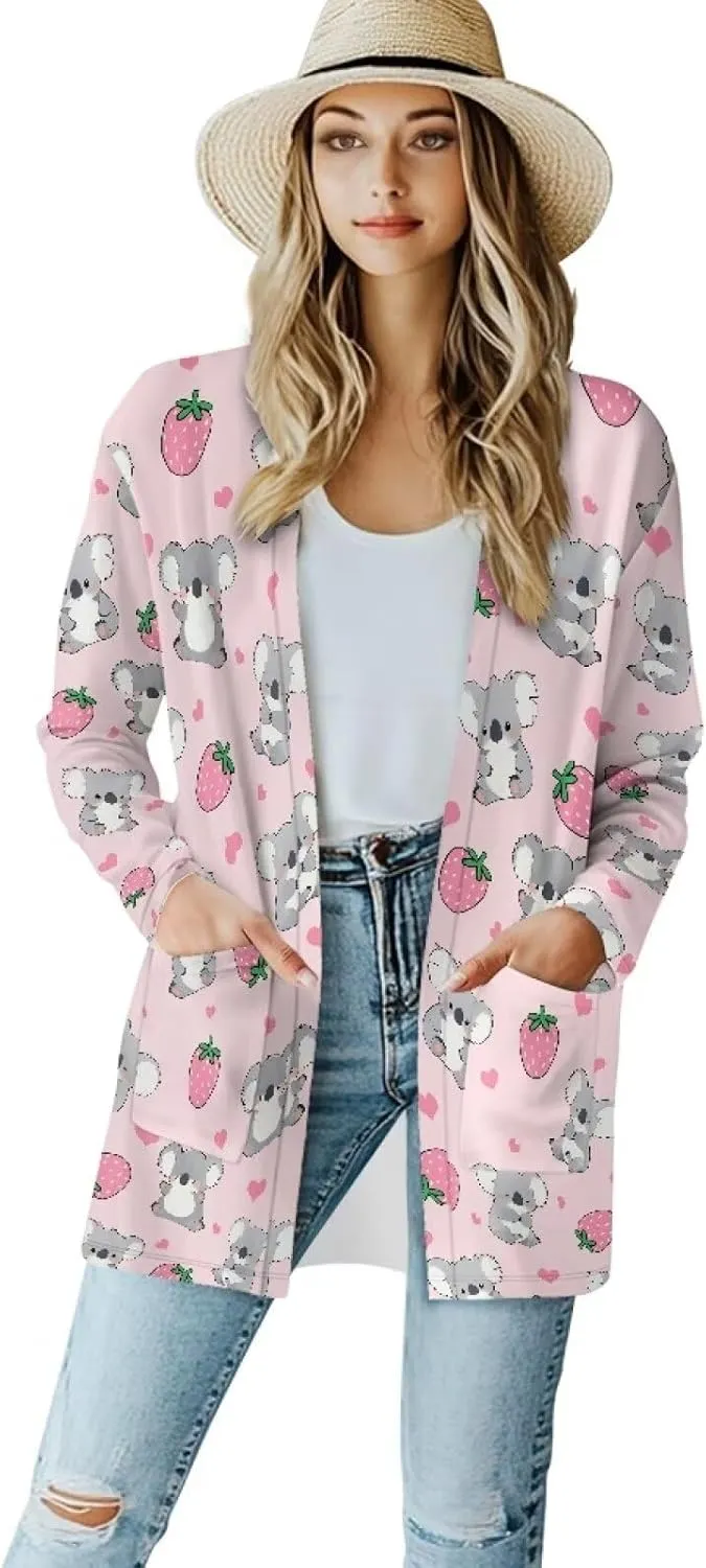 Trendy Cardigan for Women Long Sweater Open Front Cardigans Casual Lightweight Sweaters with Pockets