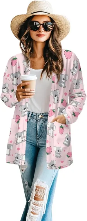 Trendy Cardigan for Women Long Sweater Open Front Cardigans Casual Lightweight Sweaters with Pockets