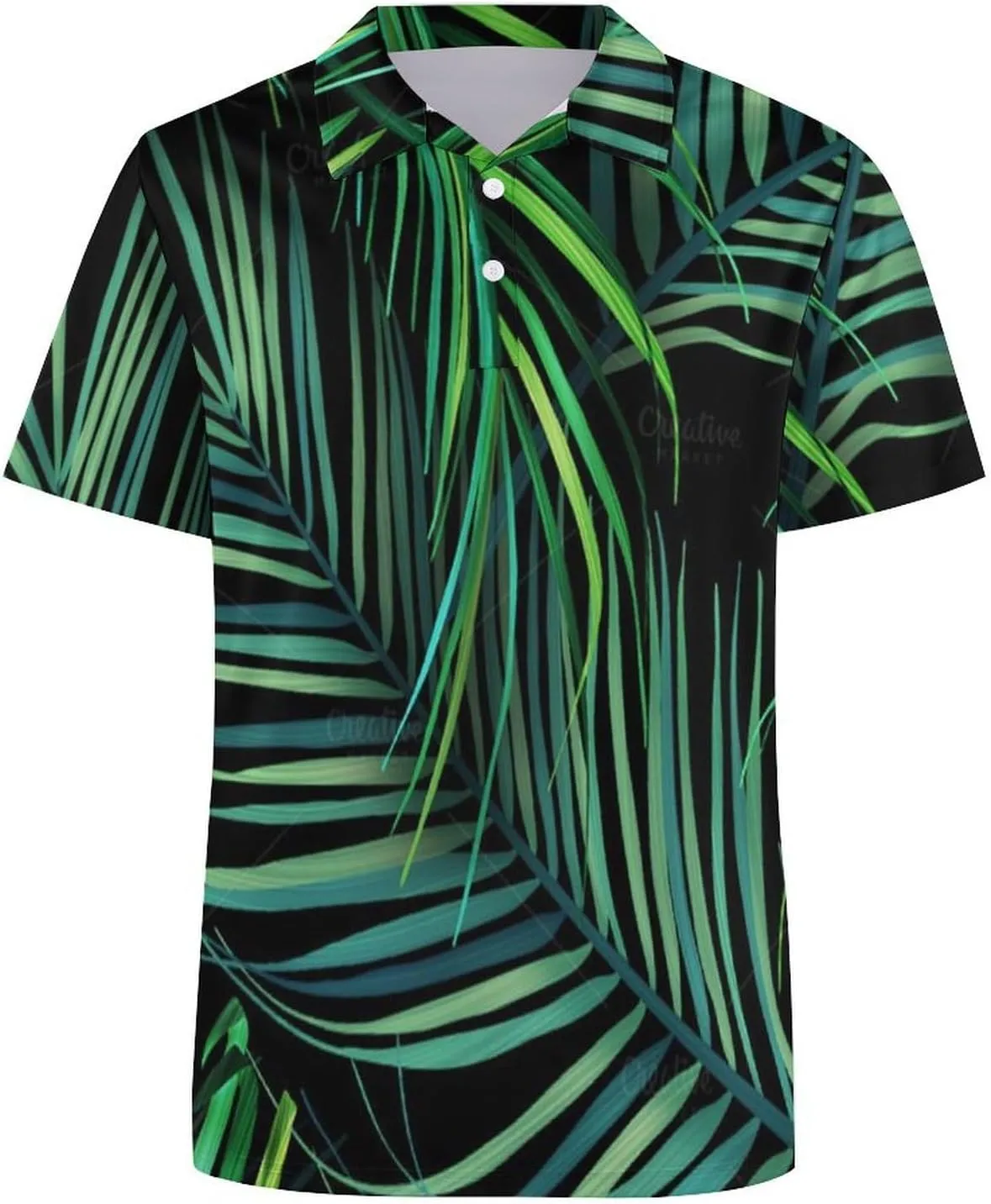 Tropical Palm Leaf Mens Polo Shirts Quick Dry Short Sleeve T-shirts Slim Tennis Collared Tees Tops