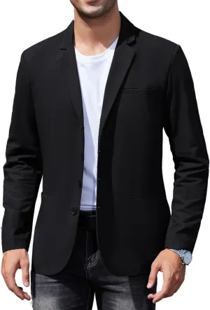 TURETRENDY Men's Casual Coat Lightweight Linen Blazer Regular Fit Sport Jackets Four Buttons Daily Suits