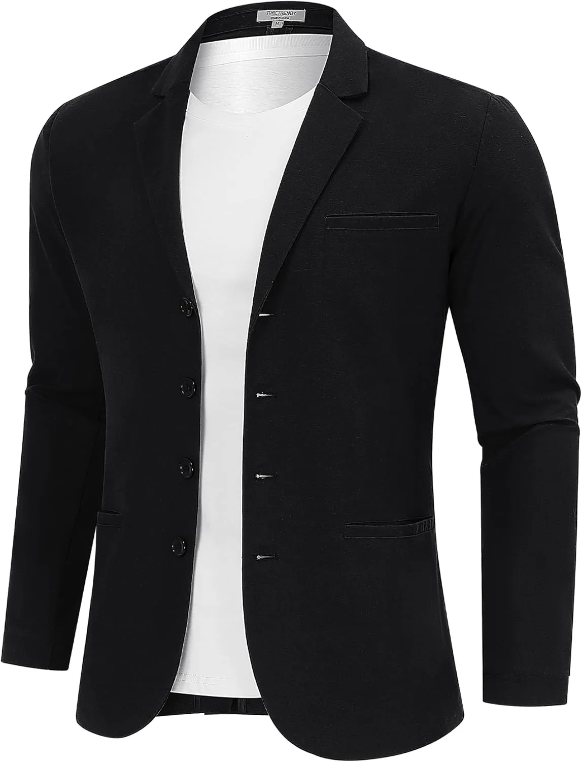 TURETRENDY Men's Casual Coat Lightweight Linen Blazer Regular Fit Sport Jackets Four Buttons Daily Suits