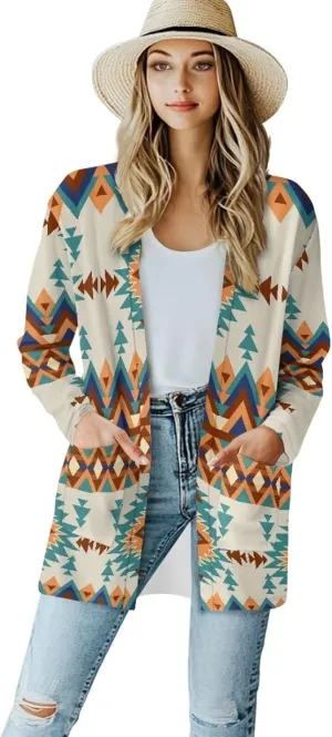 Uourmeti Open Front Cardigan Jacket Long Sleeve Cardigans for Women Lightweight