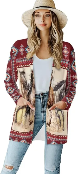 Uourmeti Open Front Cardigan Jacket Long Sleeve Cardigans for Women Lightweight