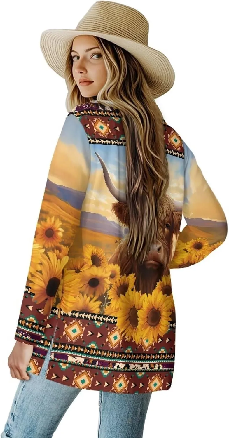 Uourmeti Open Front Cardigan Jacket Long Sleeve Cardigans for Women Lightweight