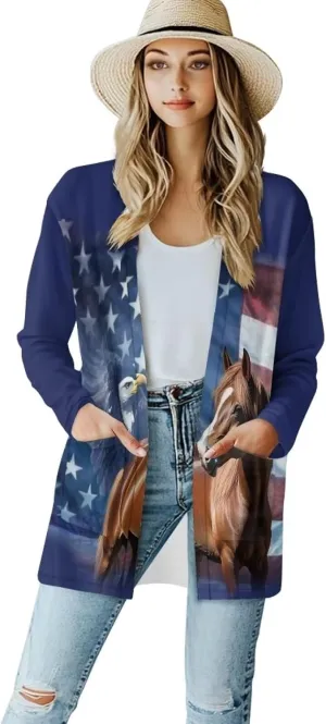 Uourmeti Open Front Cardigan Jacket Long Sleeve Cardigans for Women Lightweight