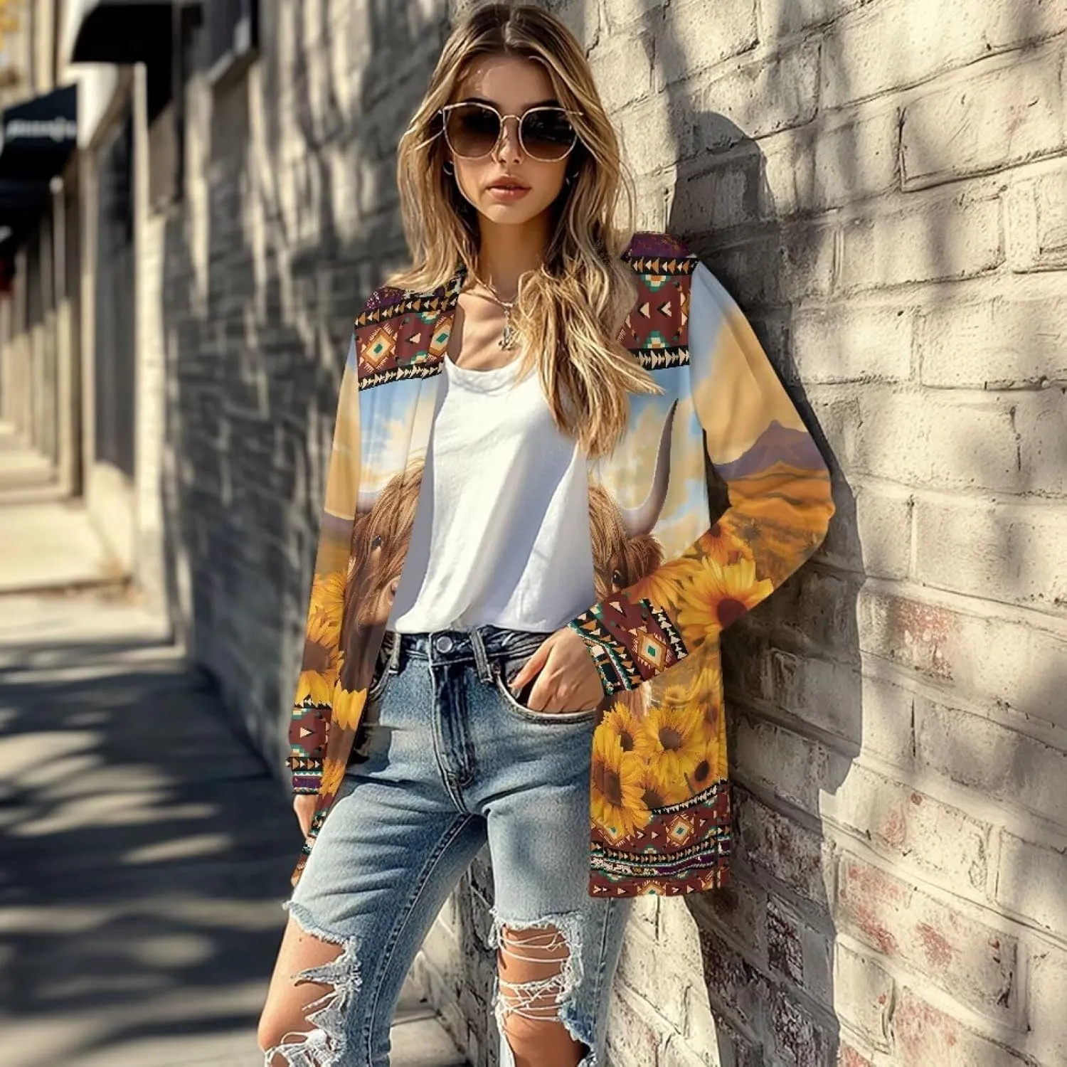 Uourmeti Open Front Cardigan Jacket Long Sleeve Cardigans for Women Lightweight