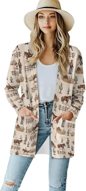 Uourmeti Open Front Cardigan Jacket Long Sleeve Cardigans for Women Lightweight
