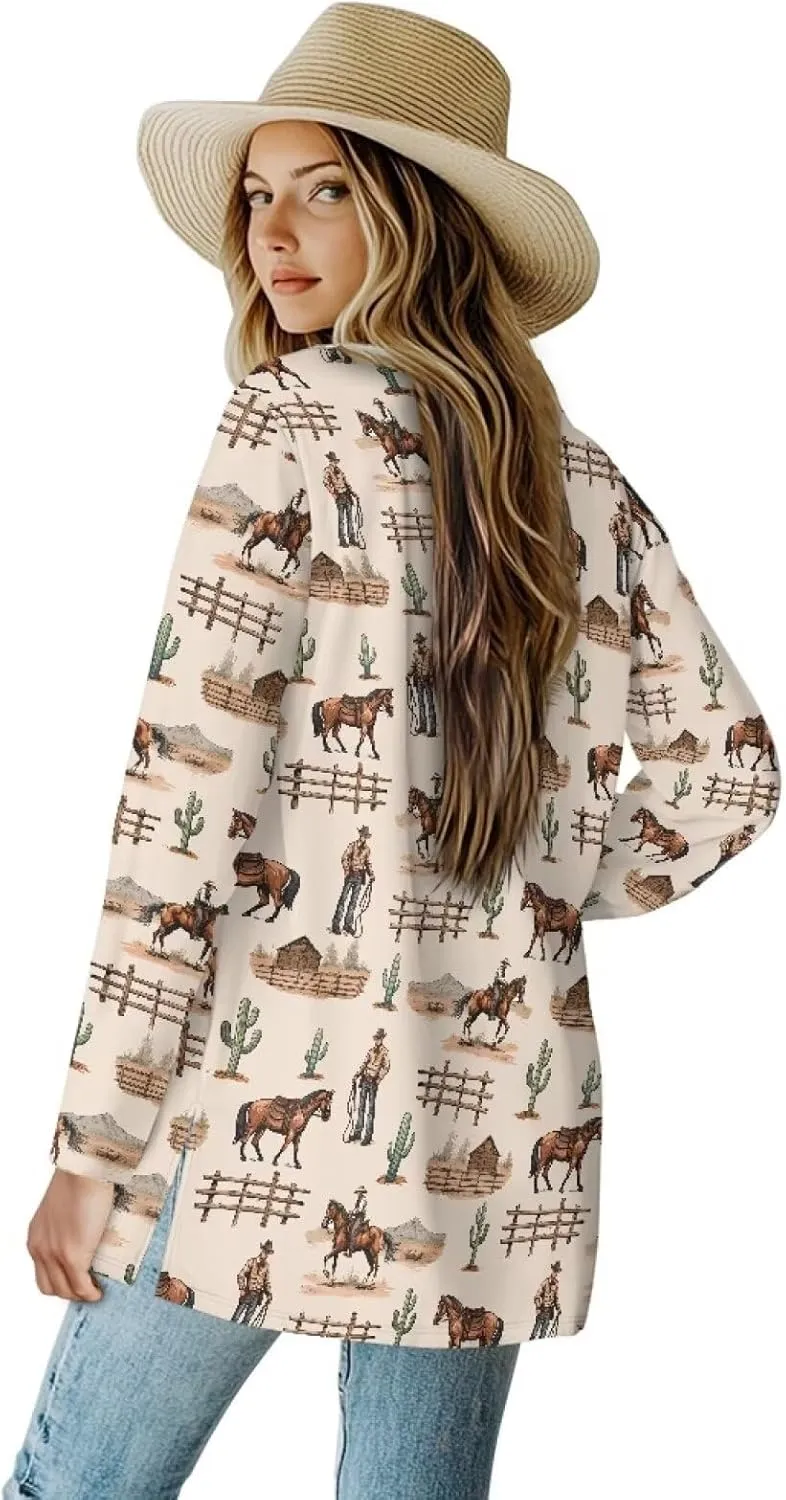 Uourmeti Open Front Cardigan Jacket Long Sleeve Cardigans for Women Lightweight