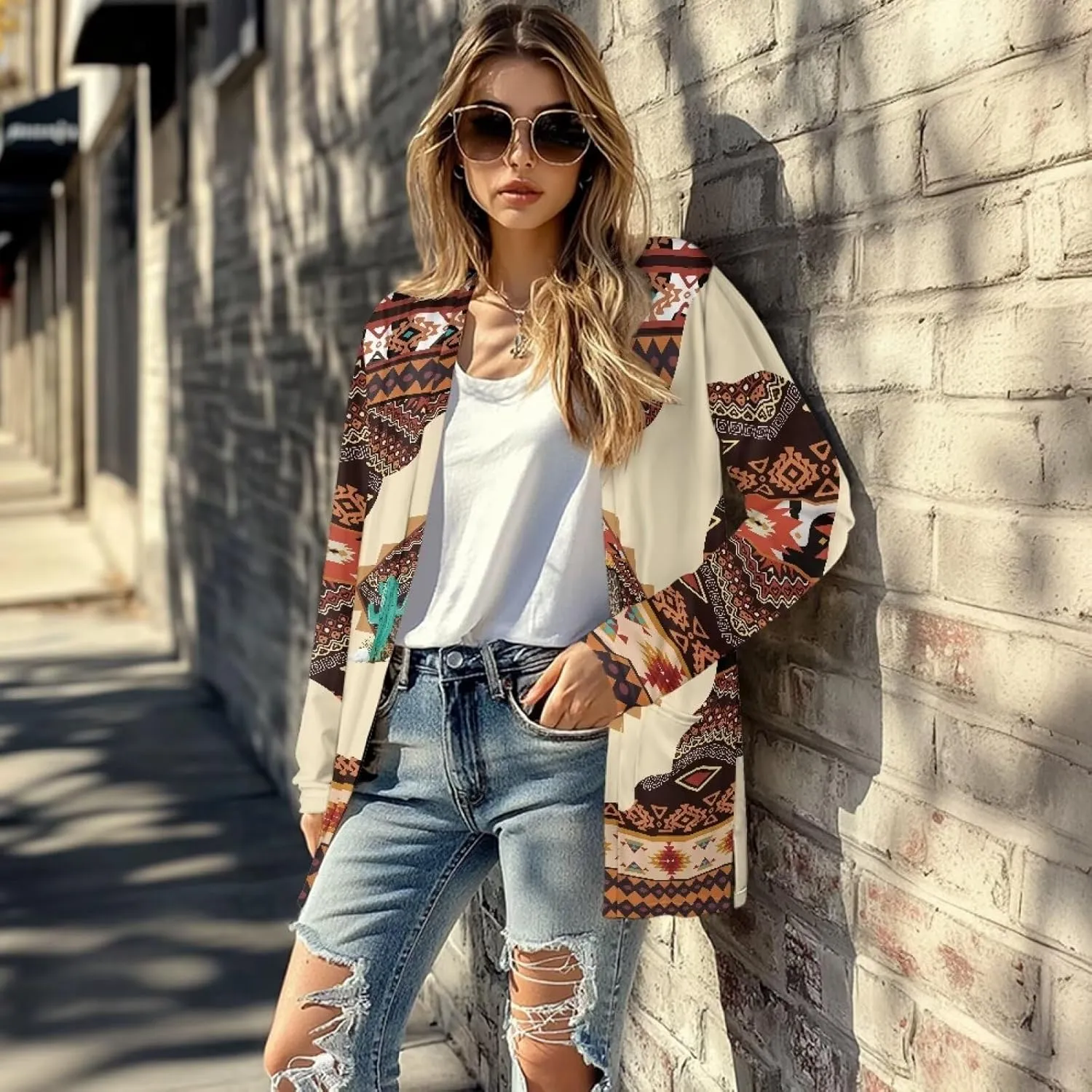 Uourmeti Open Front Cardigan Jacket Long Sleeve Cardigans for Women Lightweight