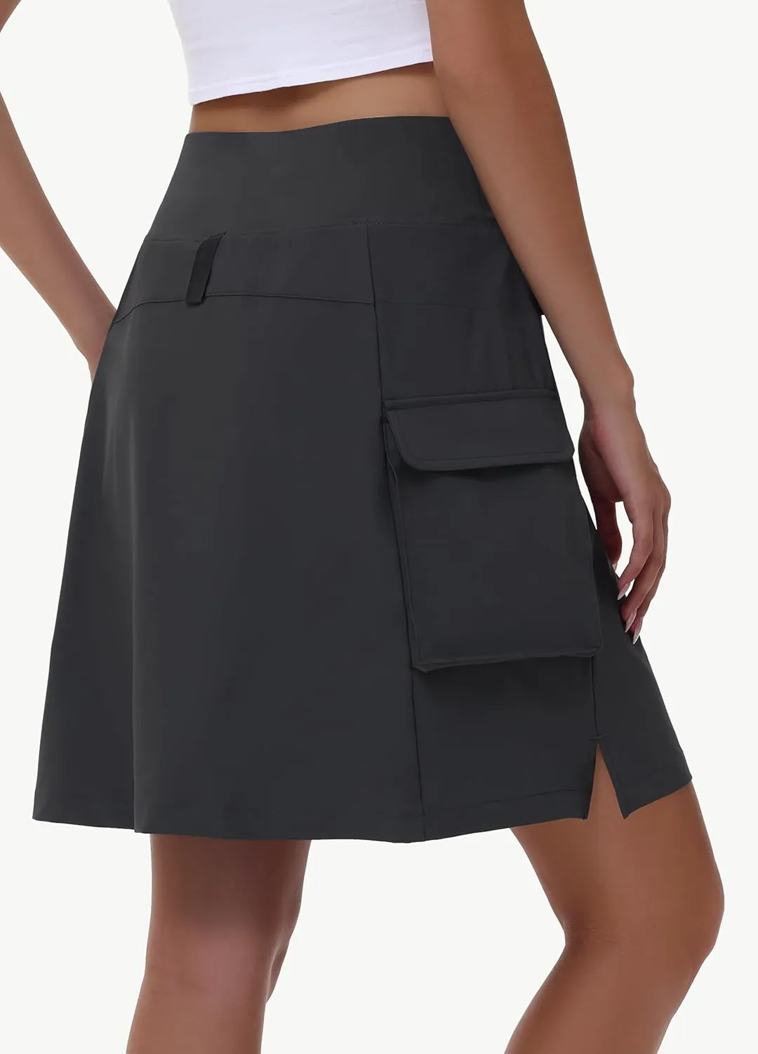 Women's 20" Hiking Cargo Skorts - Knee Length High Waisted Golf Travel Casual Dressy Long Skirt Shorts Quick Dry UPF50