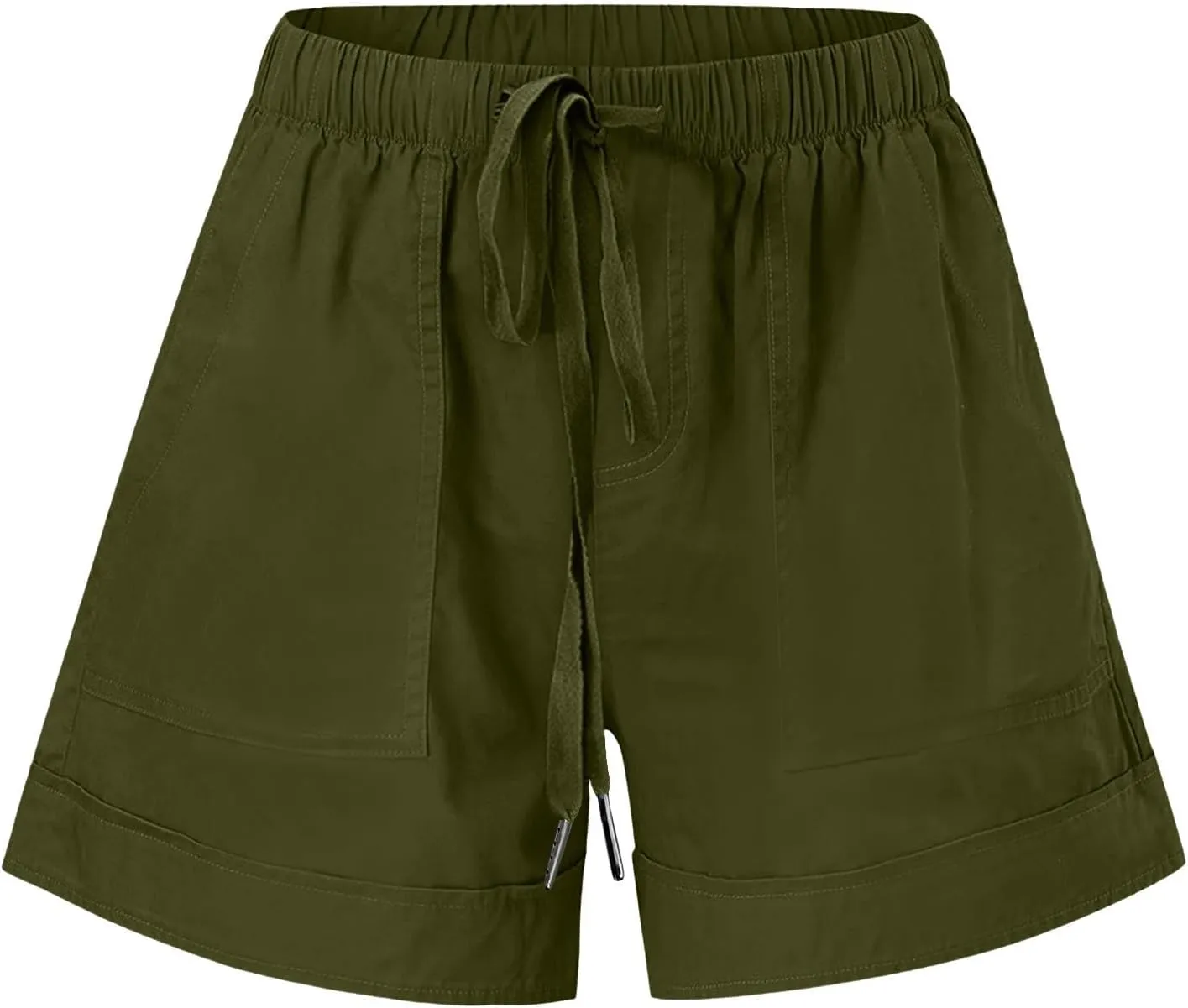 Womens Cotton Shorts 2025 Summer Plus Size Elastic Waist Drawstring Short Pants with Pockets Beach Trendy Clothes