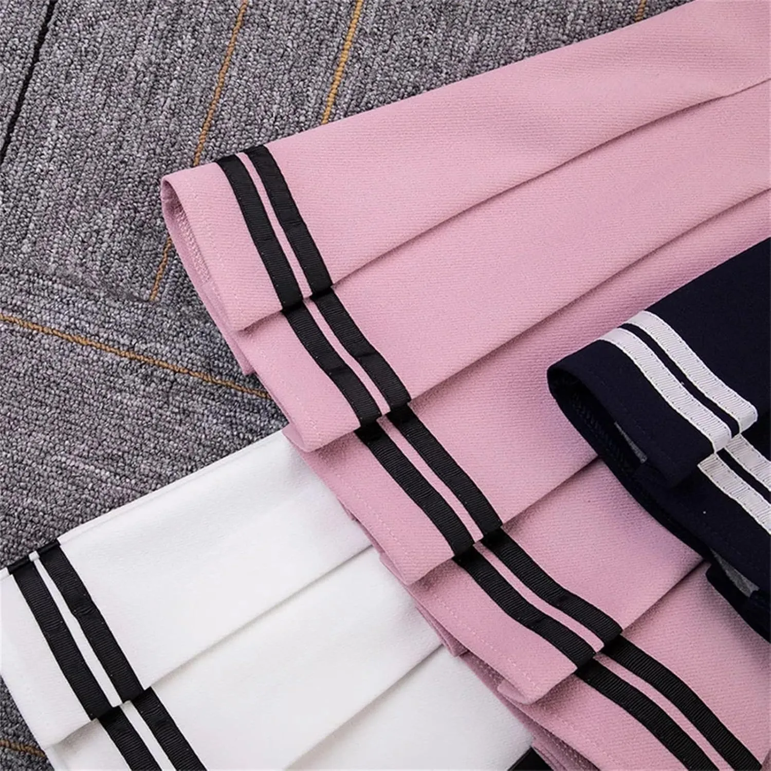 Women's High Waist Pleated Skirts Striped Elastic Waist Female Mini Dance Tennis Skirt