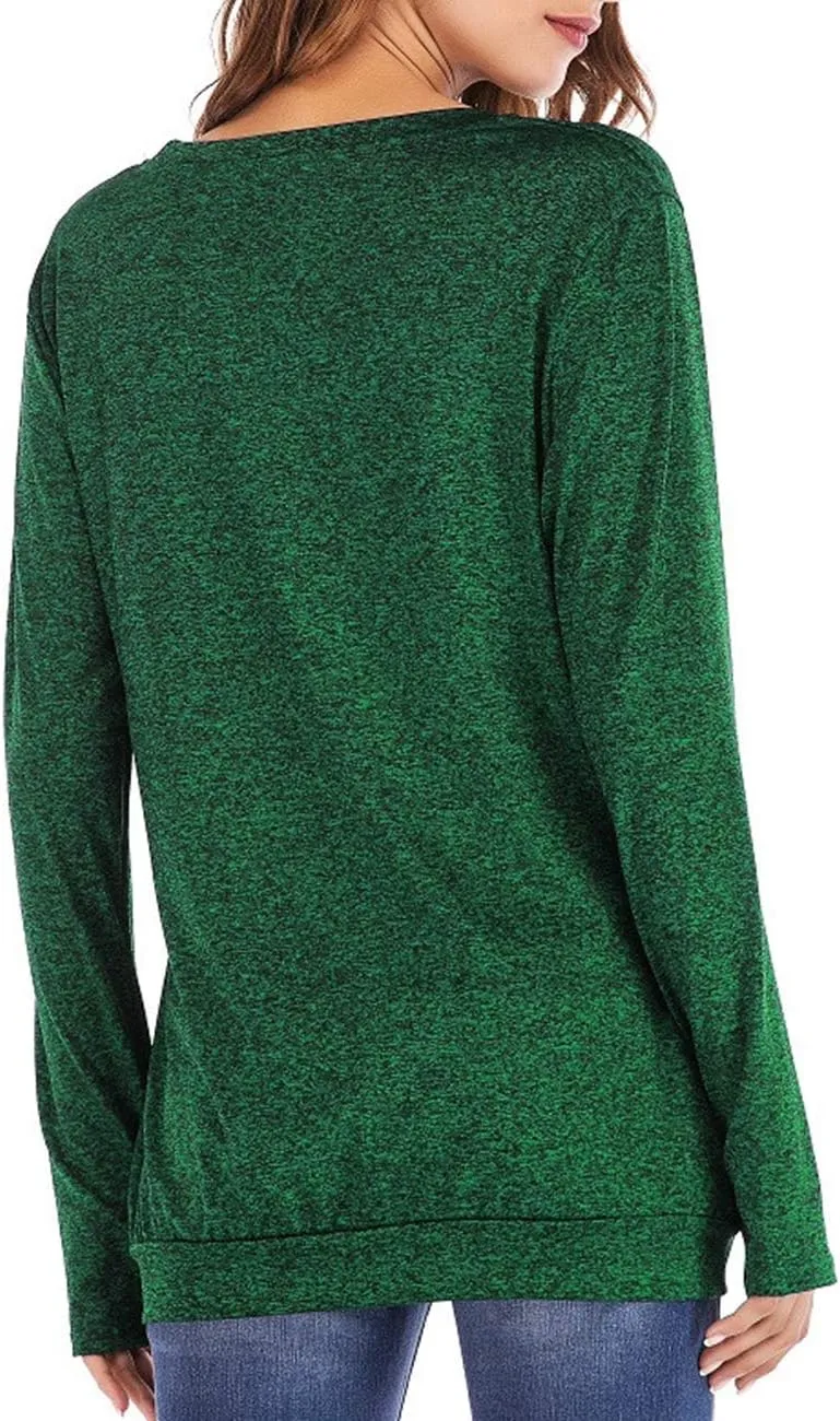 Womens Long Sleeve Round Neck Blouse With Pocket Quick-Dry Gym T Shirt For Legging Pullover Thumb Holes Tunic Tops