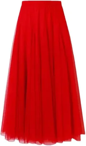 Women's Summer Elastic Beach Skirt High Waist Pleated Long Skirt